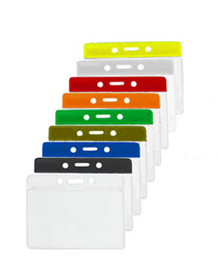 BRADY PEOPLE ID, HORIZONTAL COLOR-BAR BADGE HOLDER, CLEAR COLOR BAR, CREDIT CARD SIZE, CLEAR VINYL, TOP LOAD WITH SLOT & CHAIN HOLES, SMOOTH TEXTURE, 2 1/16